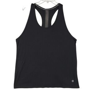 Nine West Active Black Racerback Tank Top Mesh Back Athleisure Workout Size XL